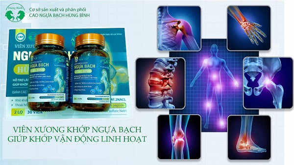 Viên xương khớp ngựa bạch Hùng Bình, Hộp 2 lọ x 30 viên